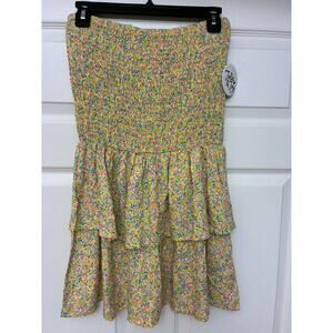 Jolie & Joy Floral Smocked Tiered Mini Skirt Multicolor Women NWT